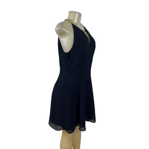 Datiani Black Sleeveless Halter Chain Detailed Dress For Women A-Line Fit Sz 12 - Picture 2 of 9